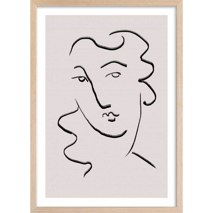 Affiche Simple Ligne No2 Affiche + cadre en bois - Chêne