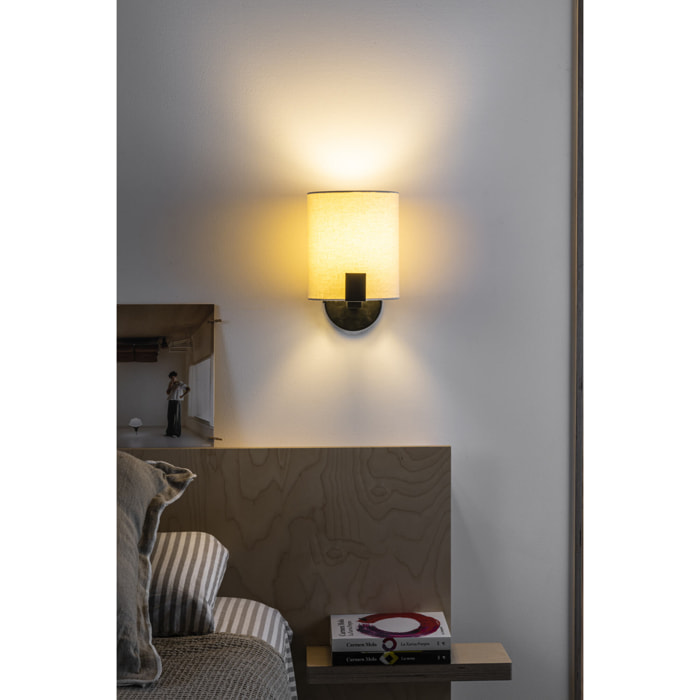 NILA Lampe applique noire et blanc cassé avec lecteur