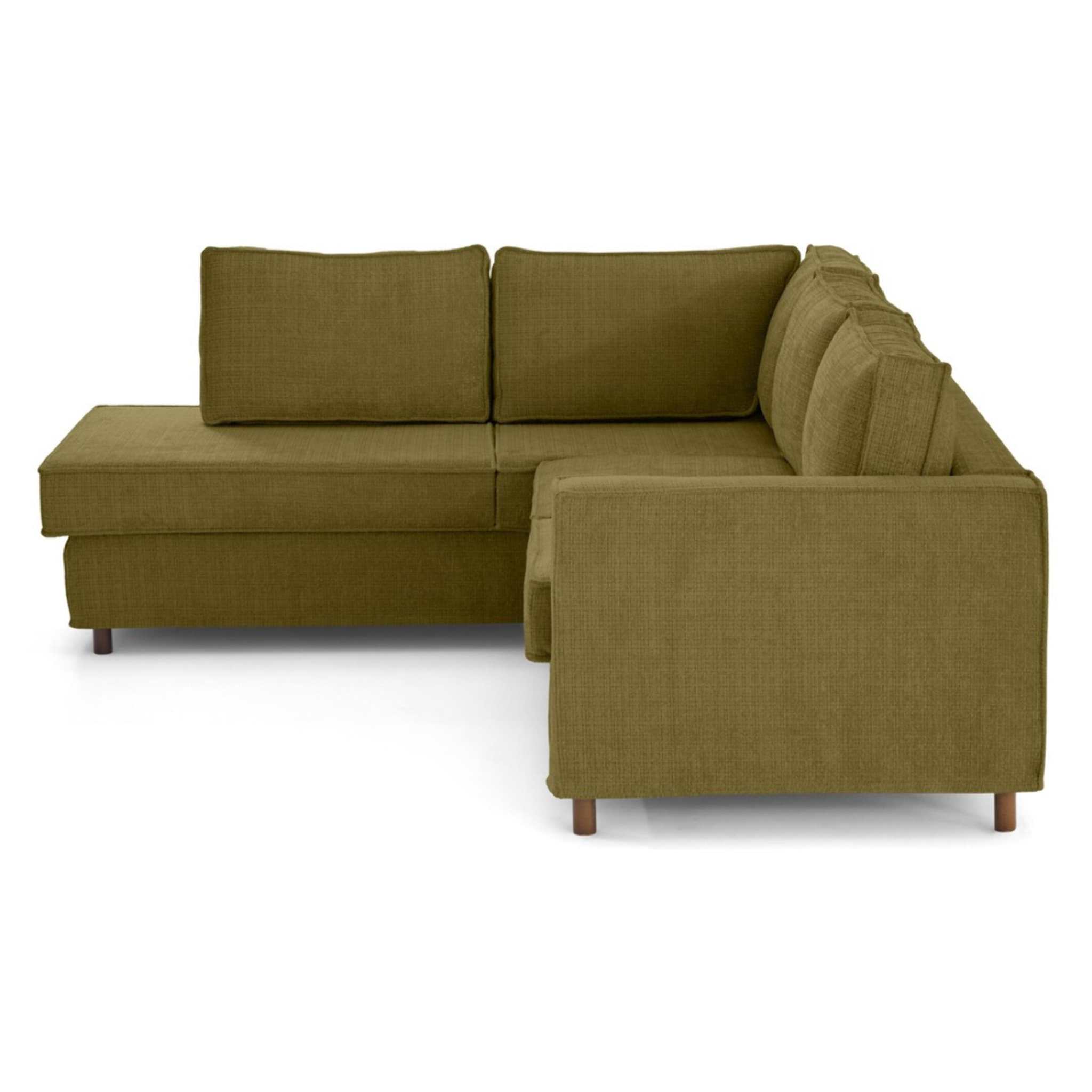 Jake - canapé déhoussable d'angle gauche 5 places en velours texturé - Vert Olive