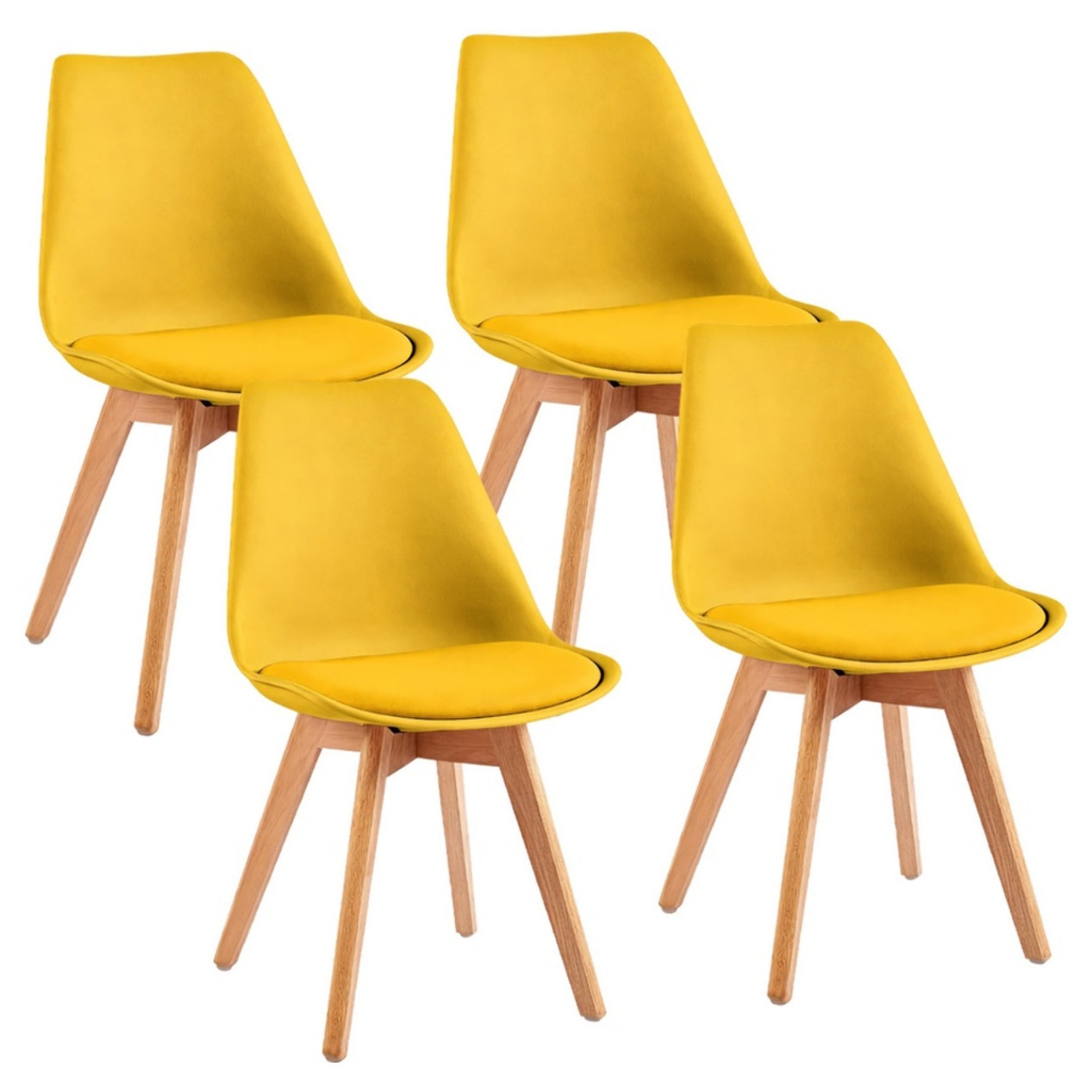 Set 4 sedie da pranzo gialle con cuscino - Candice