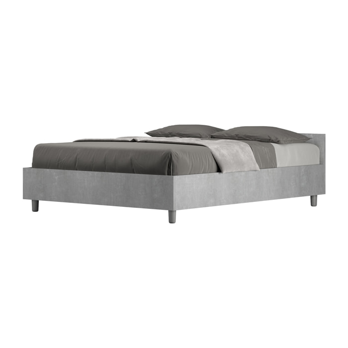 Lit double avec sommier 140x200 gris béton Nuamo