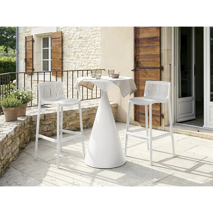 Table et chaises hautes de jardin bistrot empilables "Néora" - 2 places - Blanc