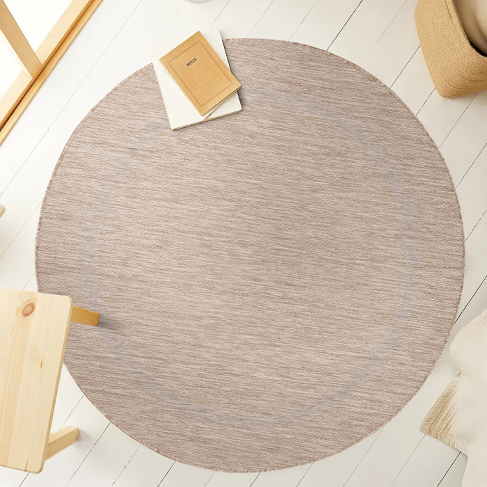 FARO - Tapis rond intérieur extérieur à motif Beige