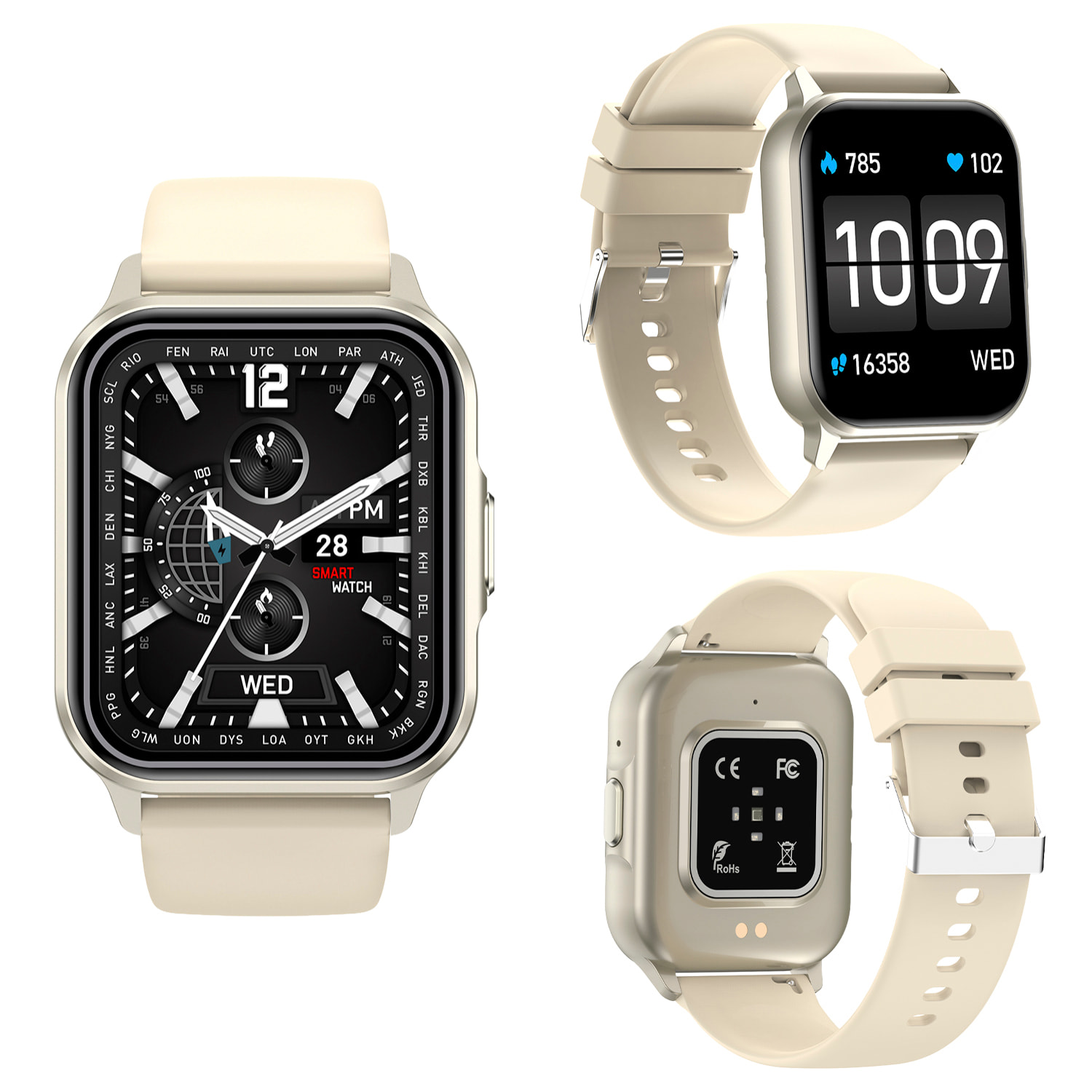 Smartwatch ZW36 con notifiche delle app, vari modelli sportivi. Monitor della pressione e dell'ossigeno, termometro.