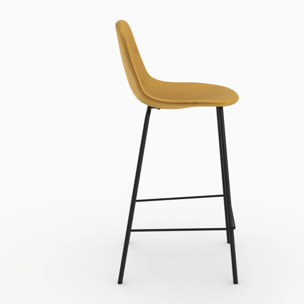 Chaise pour îlot central en velours jaune 65 cm - Henrik
