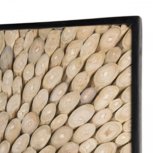 SUZY - Décoration murale carrée 100x100cm bois branches Teck nature