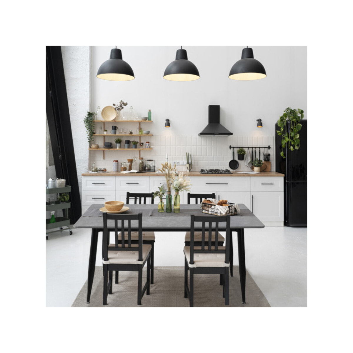 Table de repas 180 cm céramique marbré pieds évasés métal - STONE 2