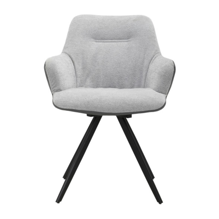 Fauteuil rotatif 180 en tissu soft avec accoudoirs - 2 coloris - ODILE