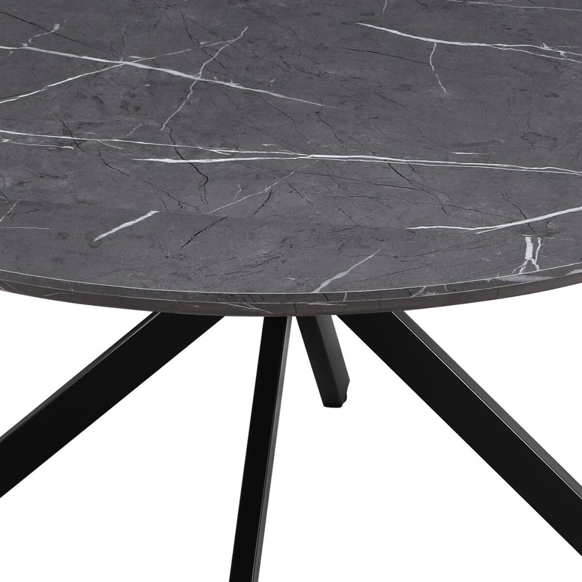 Tavolo tondo 140 cm con top effetto noce e gambe nere - Exten