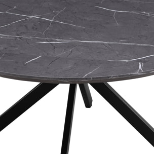 Tavolo tondo 140 cm con top effetto noce e gambe nere - Exten