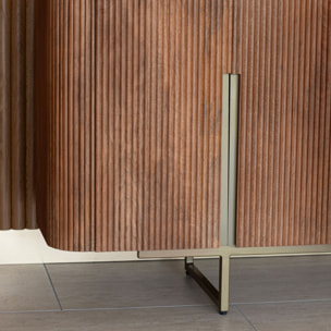 Bahut deux portes en effet noyer avec pieds en métal  SELMA