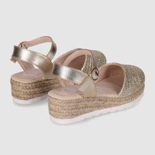 Sandalias de Piel Sintética - Platino - Tacón: 4 cm