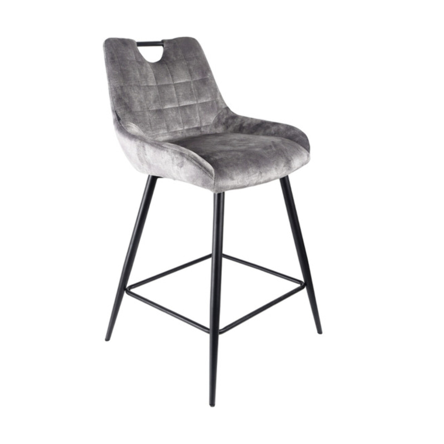 Chaise de bar en velours avec poignée et pieds en métal - ROSA 2