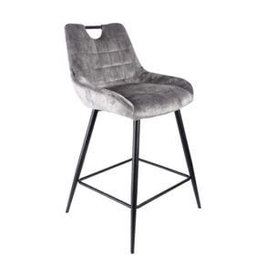 Chaise de bar en velours avec poignée et pieds en métal - ROSA 2