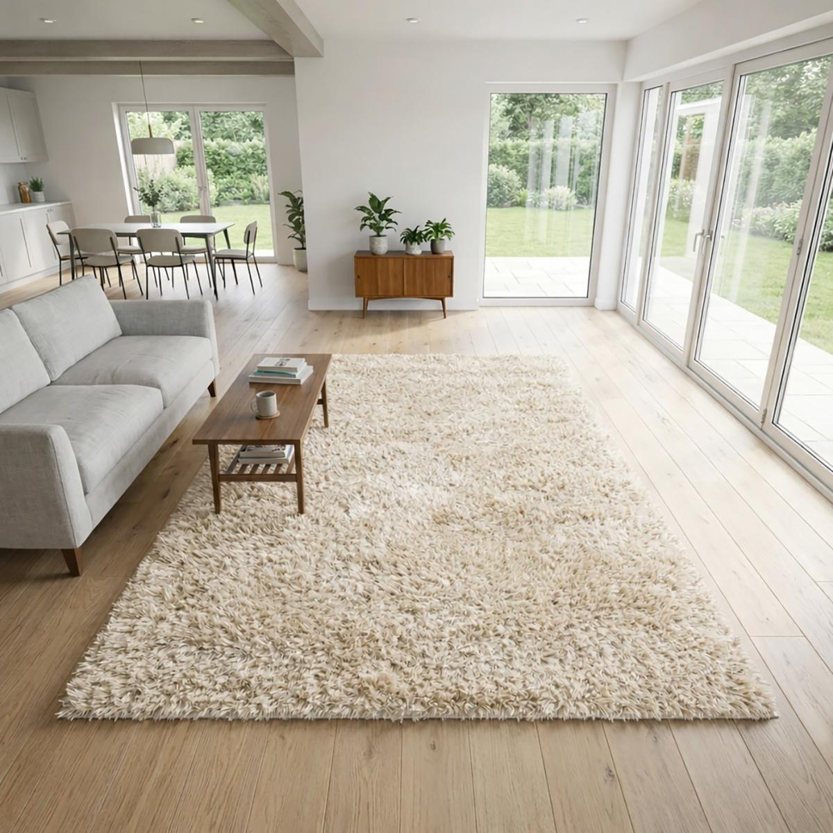 Tapis shaggy fait main motif uni HAGO