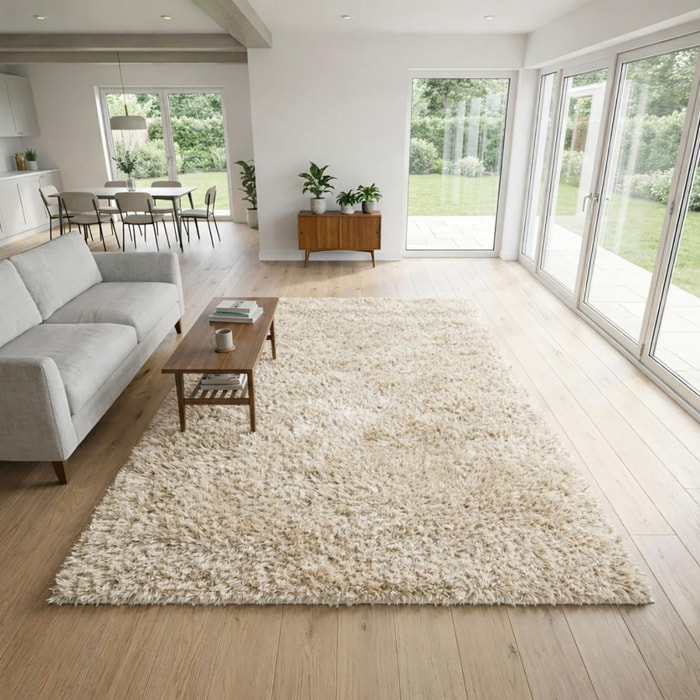 Tapis shaggy fait main motif uni HAGO