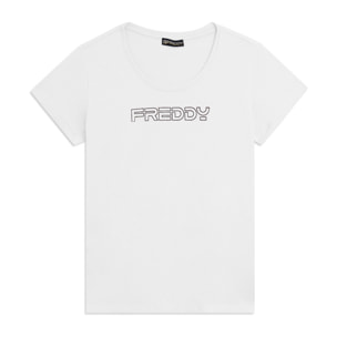 T-shirt Manica Corta con Logo FREDDY in Outline Glitter