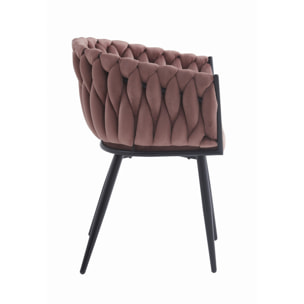 Poltroncina Orion in velluto rosa antico e gambe nere
