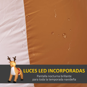 Reno Inflable de Navidad de 180 cm con Luces LED, Decoración Navideña con Ventilador Interno y Accesorios, Poliéster IP44 para Interior y Exterior, Marrón