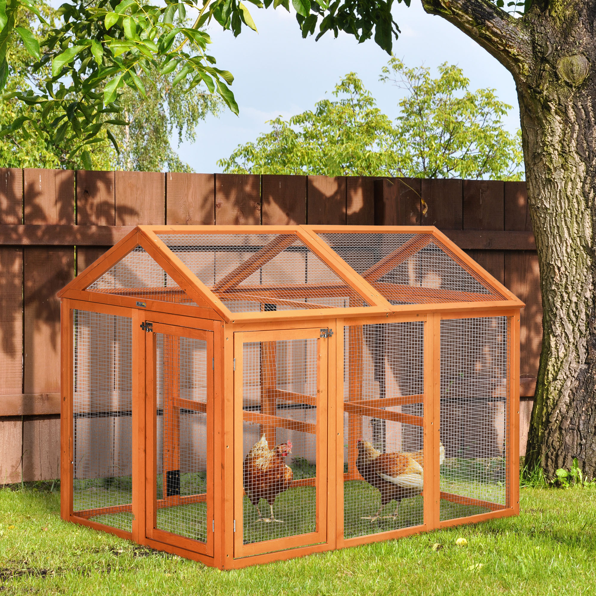 Enclos poulailler parc grillagé dim. 140L x 88,5l x 106H cm - bois de sapin pré-huilé