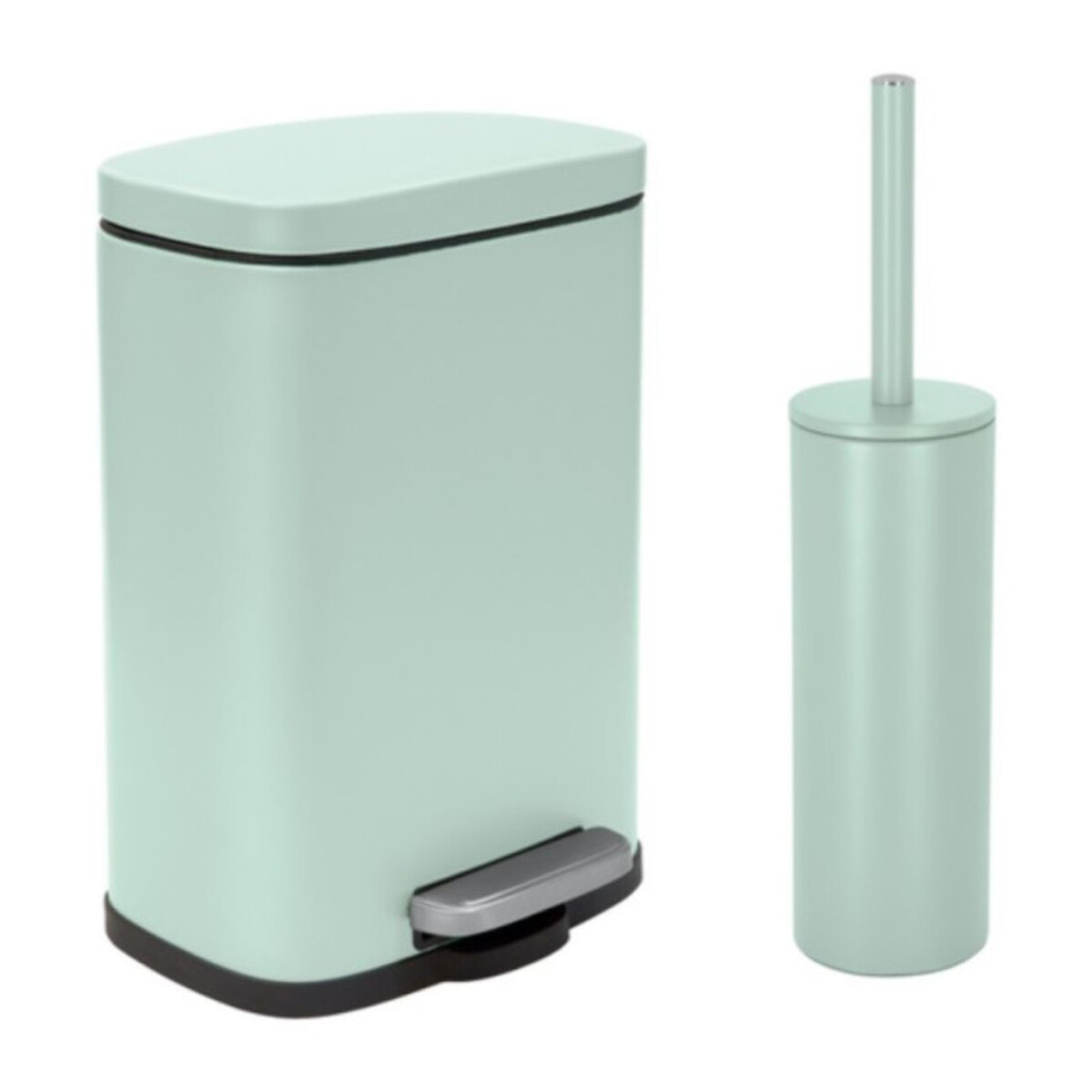 Spirella Set Poubelle à  pédale 5L & Brosse Wc AKIRA Vert Glacé Mat