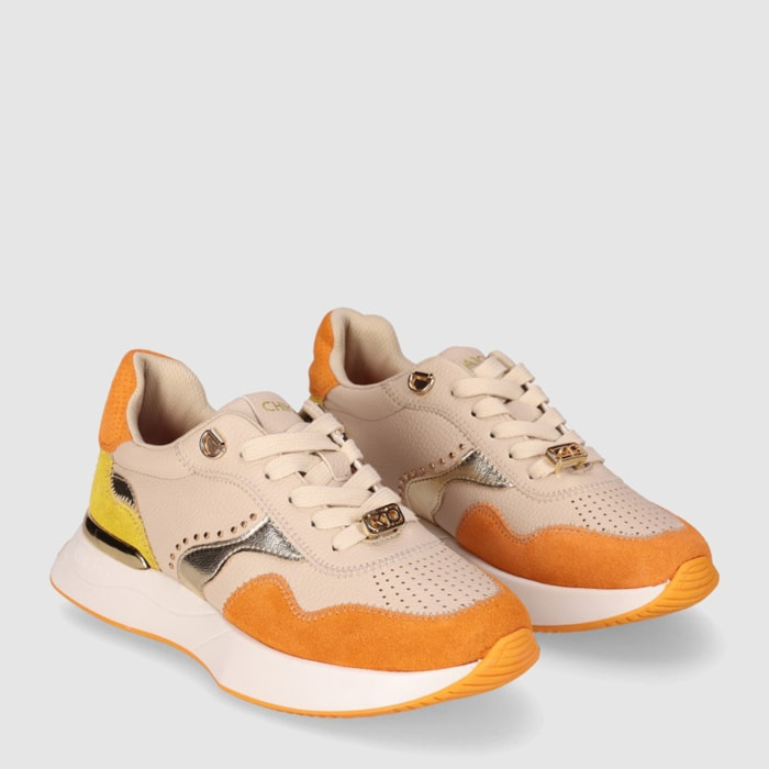 Deportivos de Serraje - Naranja - Tacón: 3 cm