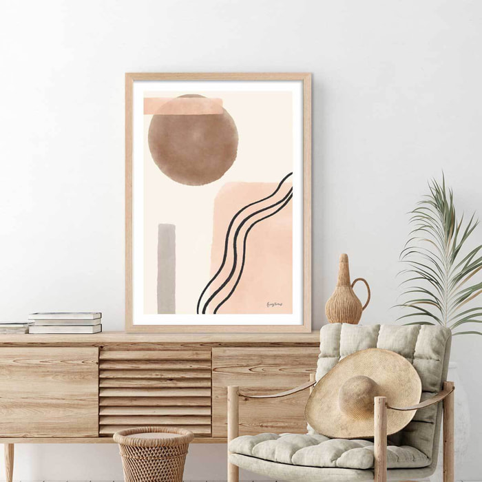 Affiche Graphisme inspiration 50's Affiche + cadre en bois - Chêne