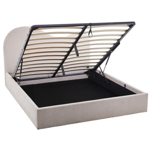 Lucas - lit coffre - 160x200 cm - en velours texturé - Beige