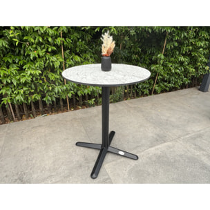BISTRO - Table ronde de jardin en acier et plateau HPL