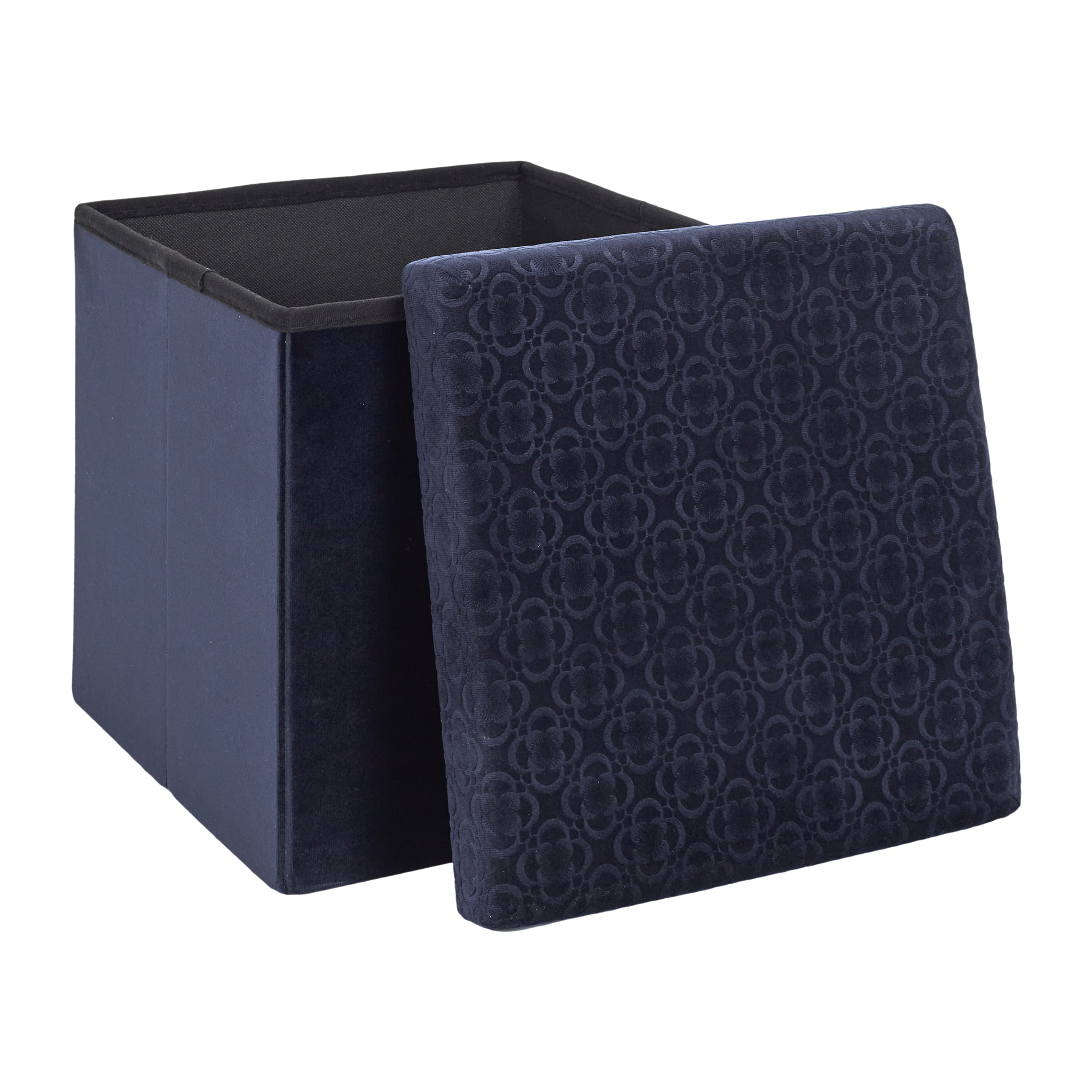 Coffre Pouf Pliable Retro Bleu Nuit
