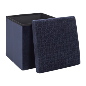 Coffre Pouf Pliable Retro Bleu Nuit