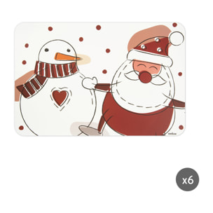 Set de 6 sets de table rectangulaires Excelsa – Snowman, Polypropylène blanc