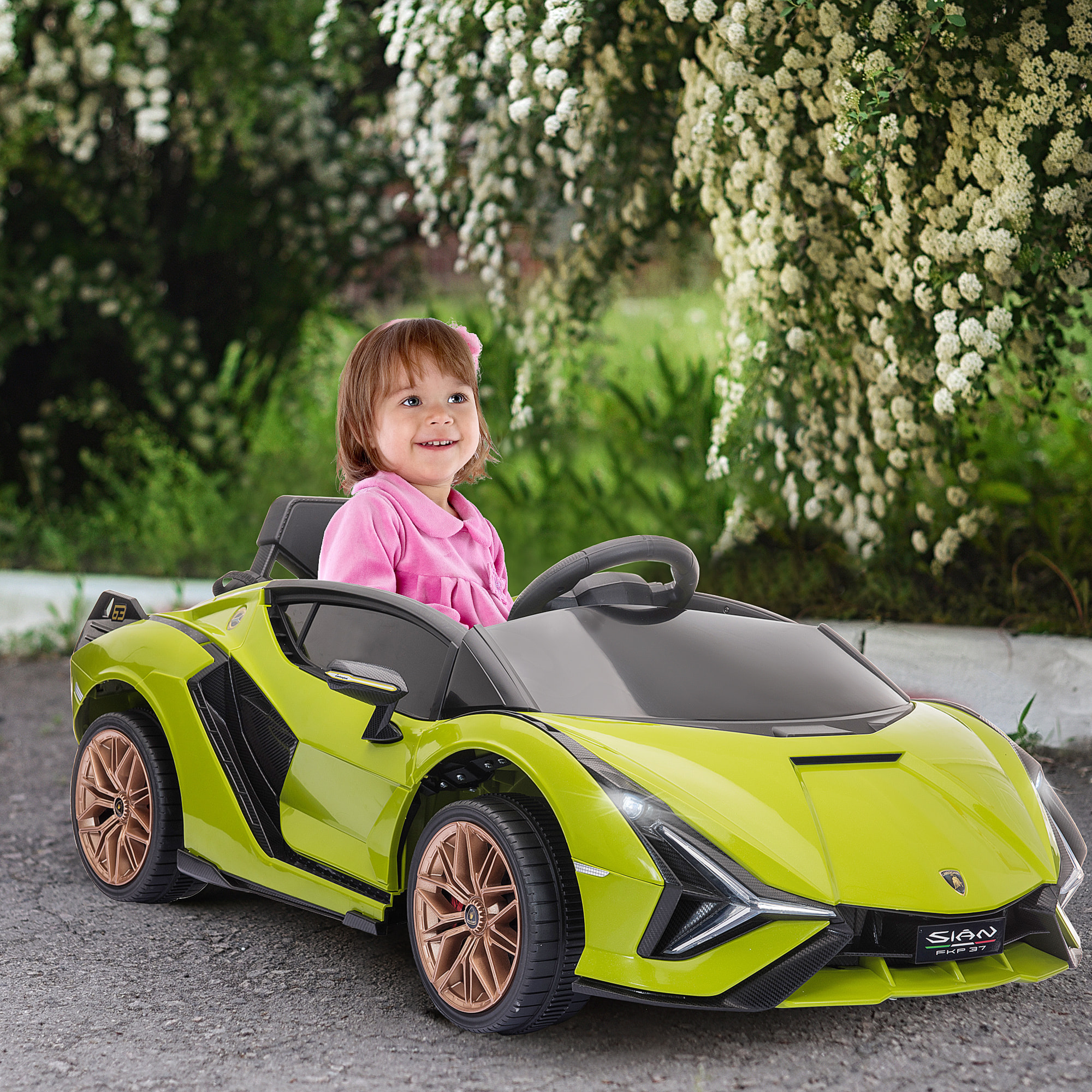 Voiture électrique enfant de sport supercar 12 V - V. max. 5 Km/h effets sonores + lumineux vert