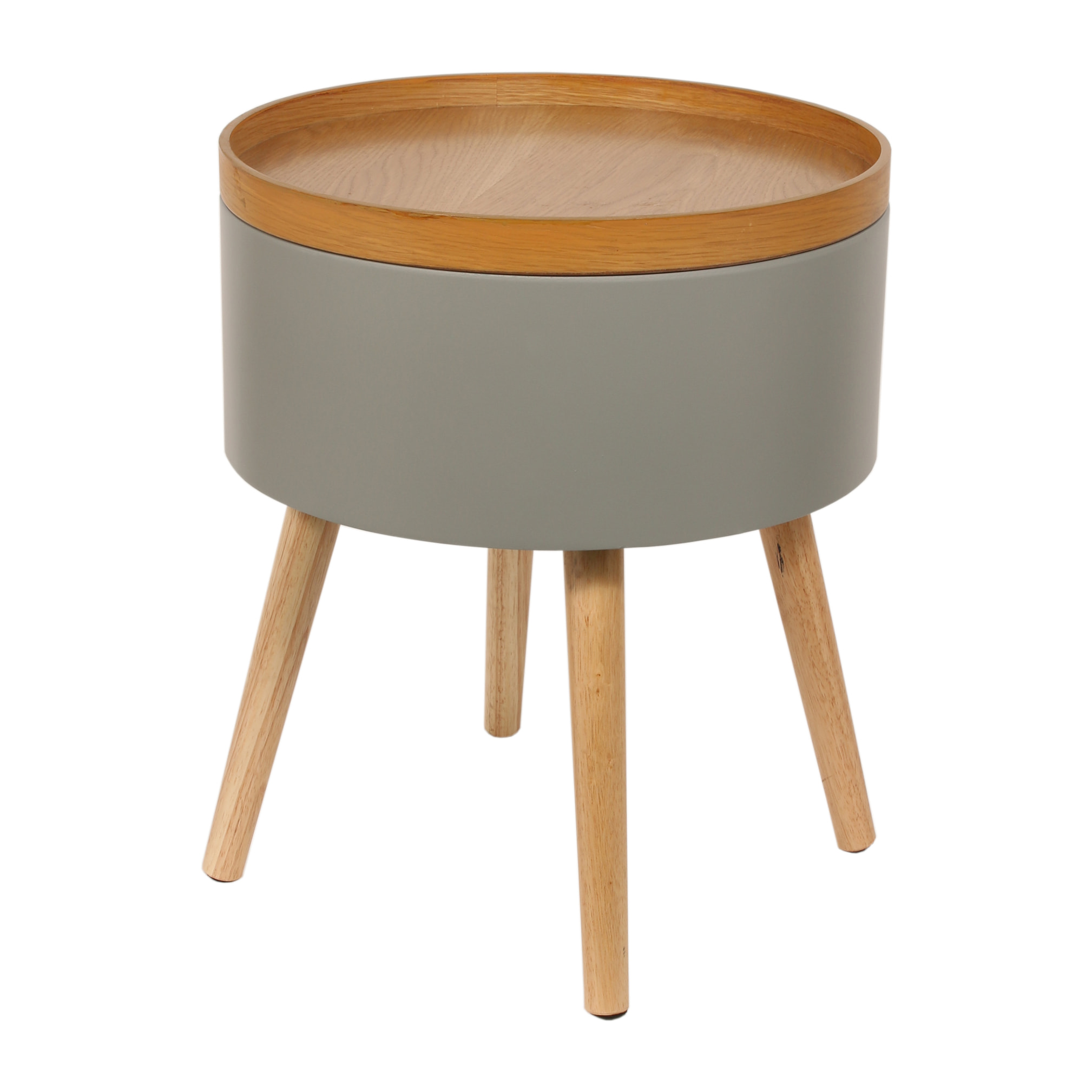 Table D Appoint Coffre Rond Gris
