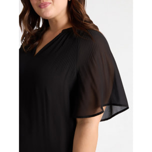 Fiorella Rubino - Blusa plissé con scollo a V - Nero