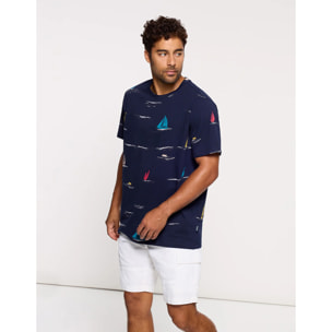 Camiseta Manga Corta Azul Marino - Sluupy