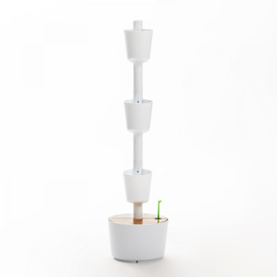 Jardinera vertical blanco de 3 macetas con riego automático