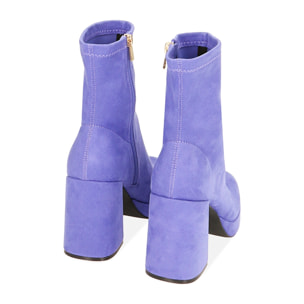 Ankle boots platform viola in microfibra, tacco 9,5 cm