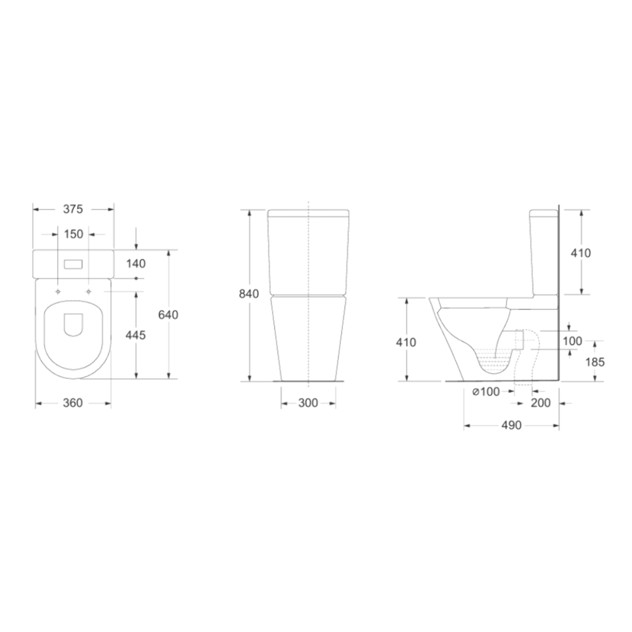 Project Combi WC à poser sans bride en céramique avec abattant SoftClose, blanc (SATPRO31)