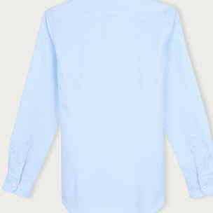Camicia Uomo 1 Bottone Francese Slim Cotone Unito Celeste