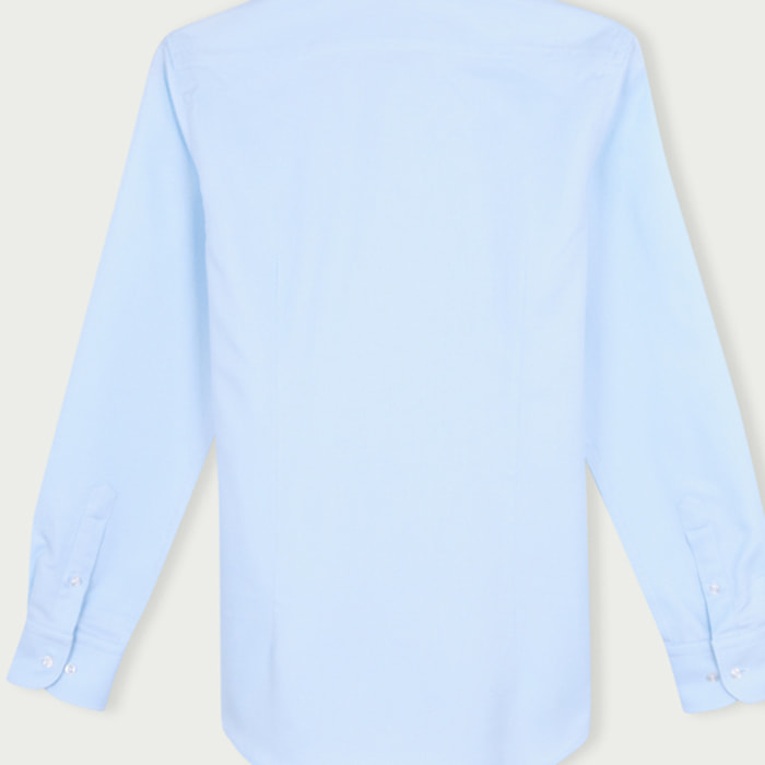 Camicia Uomo 1 Bottone Francese Slim Cotone Unito Celeste