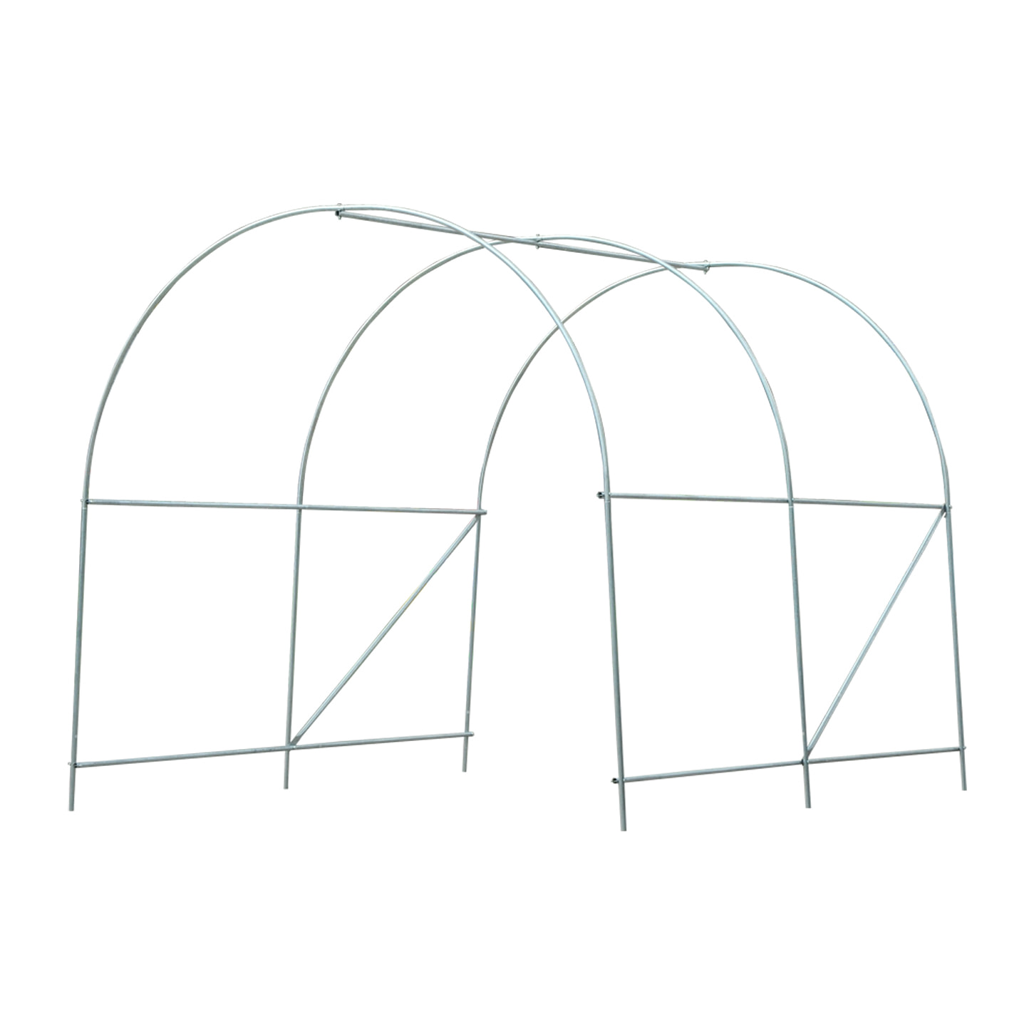 Serre de jardin tunnel surface sol 5 m² 2,5L x 2l x 2H m châssis tubulaire renforcé 18 mm 4 fenêtres blanc