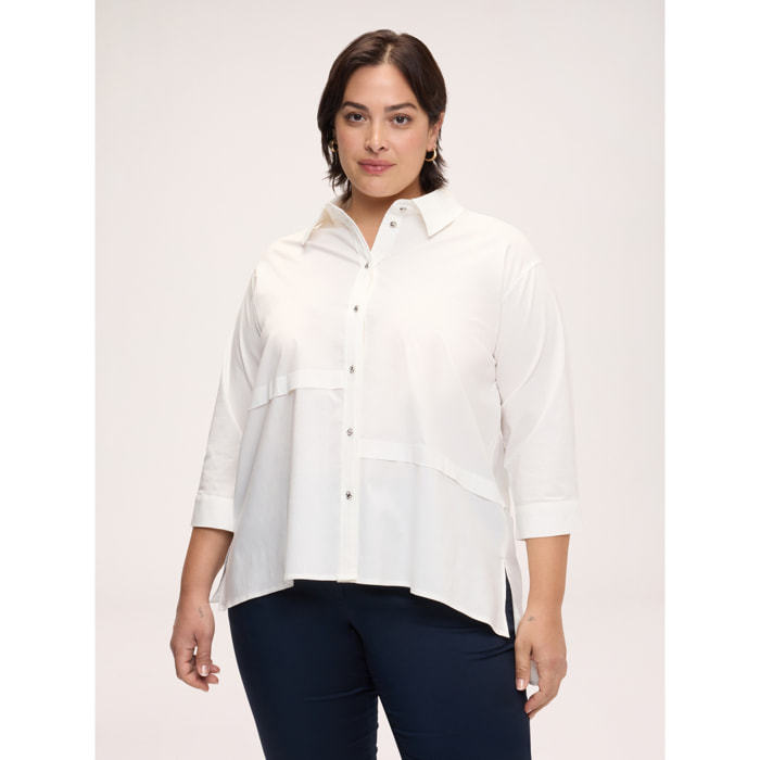 Fiorella Rubino - Camicia in misto cotone con orlo asimmetrico - Bianco
