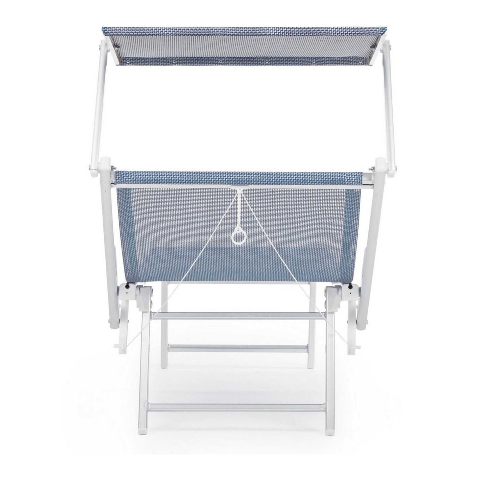 Set di 2 lettini prendisole TURQUETA in alluminio bianco e textilene blu, pieghevole