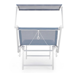 Set di 2 lettini prendisole TURQUETA in alluminio bianco e textilene blu, pieghevole