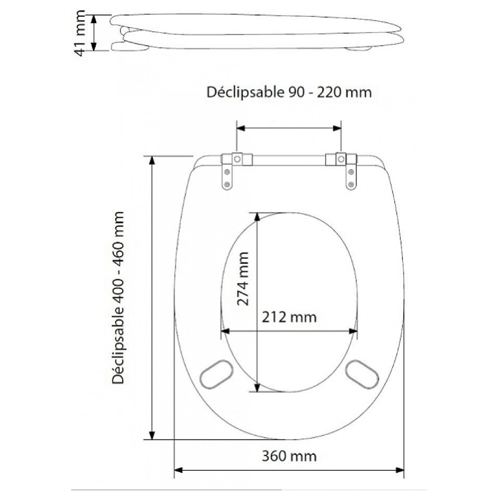 Abattant déclipsable  -  - Effet chêne vieilli - Beige foncé
