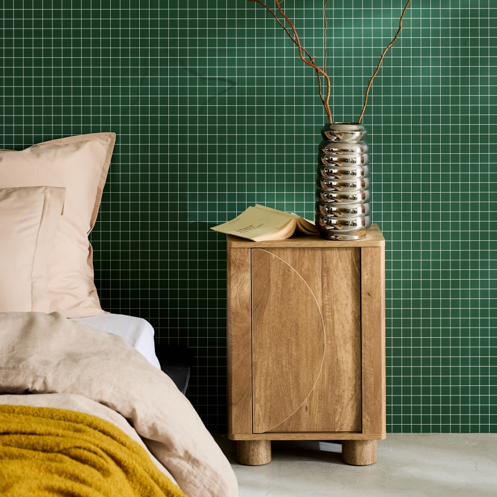 Table de chevet décor bois de manguier 1 porte réversible Pondi