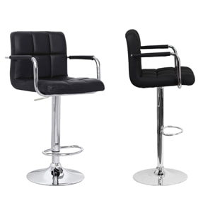 Lot de 2 tabourets de bar noir avec accoudoirs MIKE