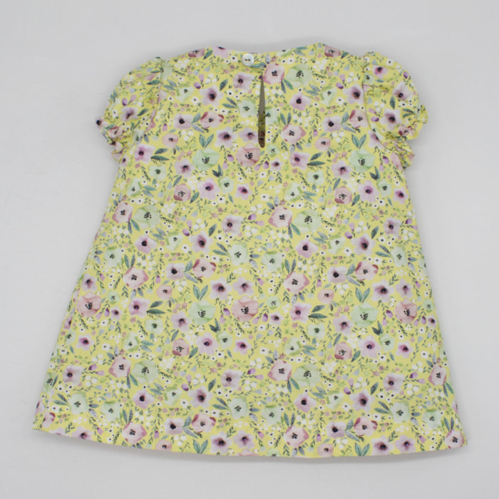 VESTIDO AMAPOLAS AMARILLAS Y LACITO