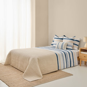 Sábana de algodón 180 hilos rayas Drea color azul 100% Algodón percal